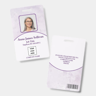 Elegant Purple Logo Bar Code Employee ID Badge