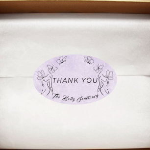 Elegant Purple Logo Women Body Care Thank You Oval Sticker