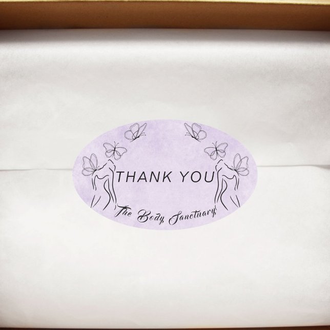 Elegant Purple Logo Women Body Care Thank You  Oval Sticker (Creator Uploaded)