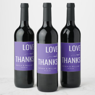 Elegant Purple Love Thanks Wine Label