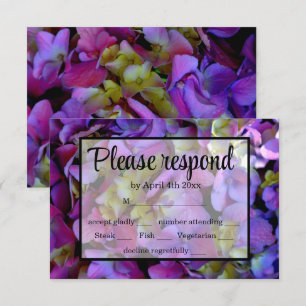 Elegant purple magenta hydrangea floral RSVP Card