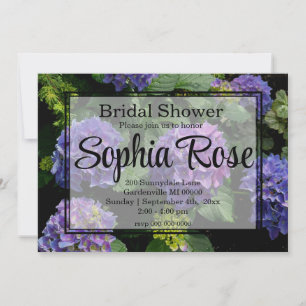 Elegant purple magenta pink florals hydrangeas invitation