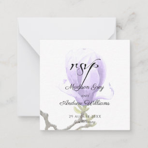 Elegant Purple Magnolia Wedding RSVP Card
