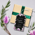 Elegant Purple Magnolias Bridal Shower Thank You Gift Tags<br><div class="desc">Am elegant watercolor floral design of purple and white magnolia blossoms and leaves on a black background is featured on these bridal shower gift tags. Click CUSTOMIZE button to change fonts, font colour and the background colour, too. COORDINATING invitations, rsvp cards, reception cards and more in our store in our...</div>
