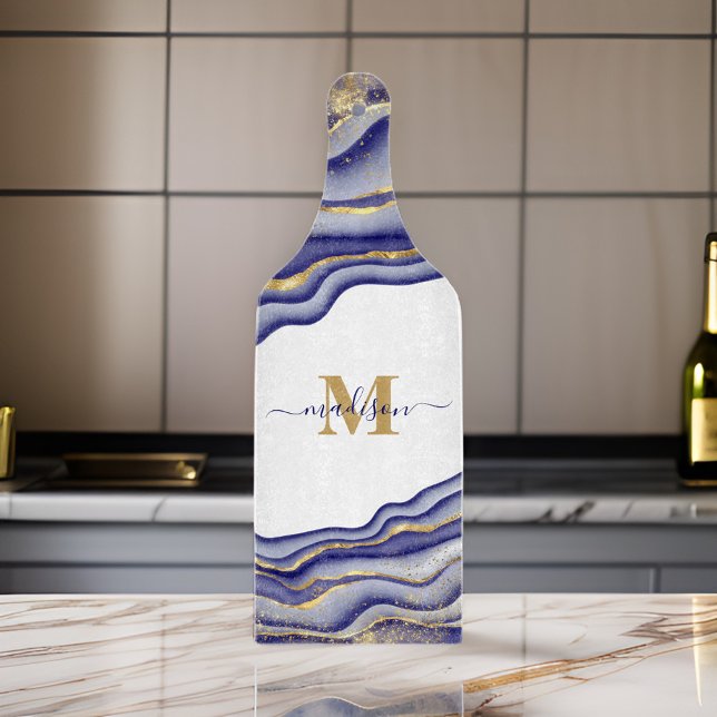 Elegant Purple Marble Agate Monogrammed Cutting Board (Creator Uploaded)