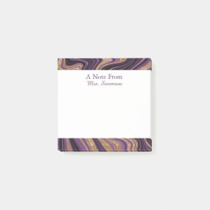 Elegant Purple Marble Personalized Sticky Notes