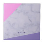 elegant purple marble pink purple colour block tile<br><div class="desc">Stylish,  modern and abstract geometric colour block design featuring faux marble,  purple and pink colour block.</div>