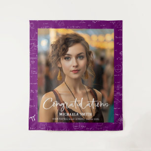 Elegant Purple Math Congratulations Photo Graduate Tapestry