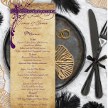 Elegant Purple Mediaeval Renaissance Wedding Menu<br><div class="desc">Elegant Rustic Luxe Purple Mediaeval Renaissance Wedding Menu


 


 



 








 


>





 


 


 





 





 


 


 


 


 


 


 


 


 


 


 


 


Black Damask Swirl Wedding Invitations -Save the Date -  Response Cards - Insert Cards - Seating Charts - Wedding Menus and more.</div>