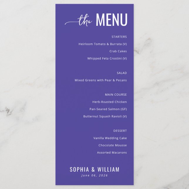 Elegant Purple Menu Template (Front)