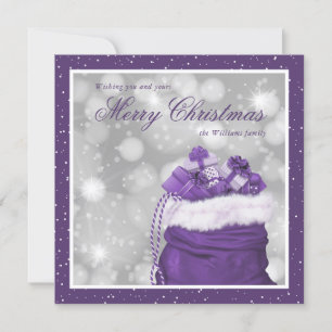 Elegant Purple Merry Christmas Holiday Cards