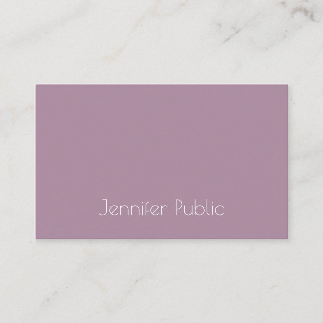 Elegant Purple Modern Minimalistic Template Trendy Business Card (Front)