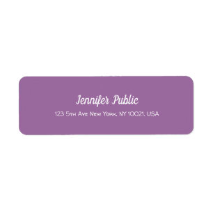 Elegant Purple Modern Script Professional Plain Return Address Label