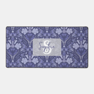 Elegant Purple Monochrome Damask Personalized Desk Mat