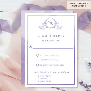 Elegant Purple Monogram and Watercolor RSVP