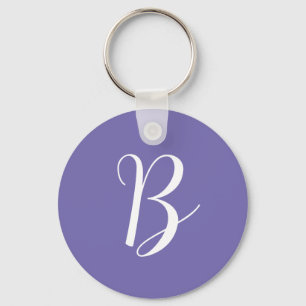 Elegant Purple Monogram Initial Key Ring