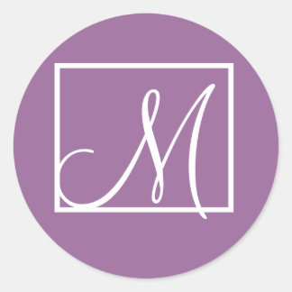 Elegant Purple Monogram Initial Wedding Sticker