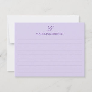 Elegant Purple Monogram Lined Card