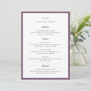 Elegant Purple Monogram Modern Wedding Menu