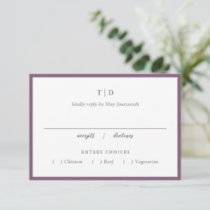 Elegant Purple Monogram Modern Wedding RSVP Card