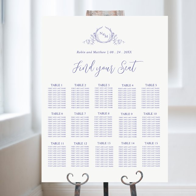 Elegant Purple Monogram Wedding Seating Chart Sign (Creator Uploaded)
