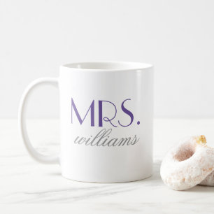 Elegant Purple Mrs Wedding Monogram Coffee Mug