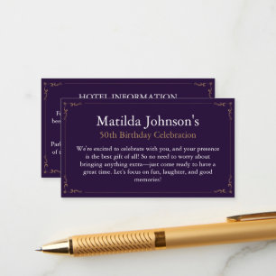 Elegant Purple No Gifts Birthday Enclosure Card