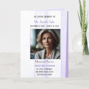 Elegant Purple Obituary  Bereavement Service  Program