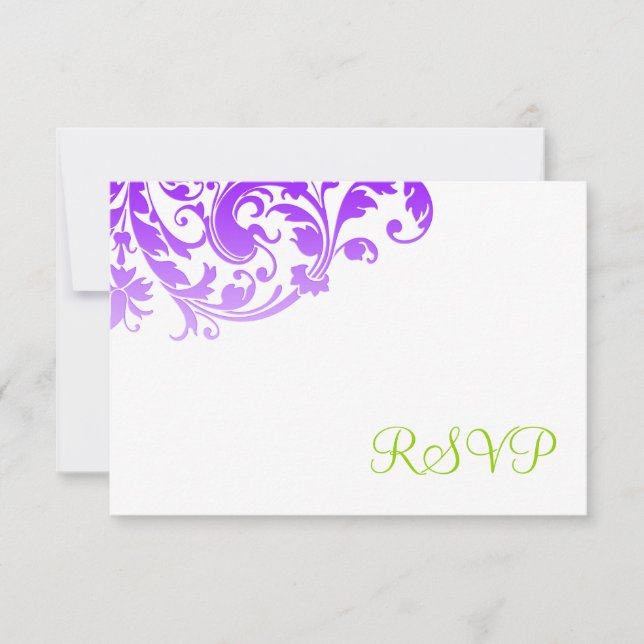 Elegant Purple Ombre Flourish RSVP Card (Front)