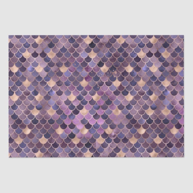 Elegant Purple Ombre Foil & Gold Mermaid Scales Tissue Paper (Front)