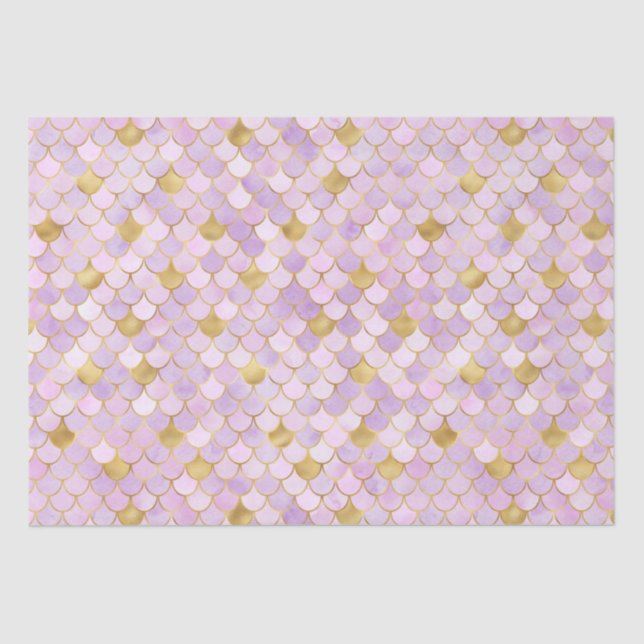 Elegant Purple Ombre Foil & Gold Mermaid Scales Tissue Paper (Front)