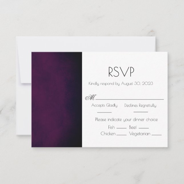 Elegant Purple Ombre Modern Wedding RSVP Card (Front)