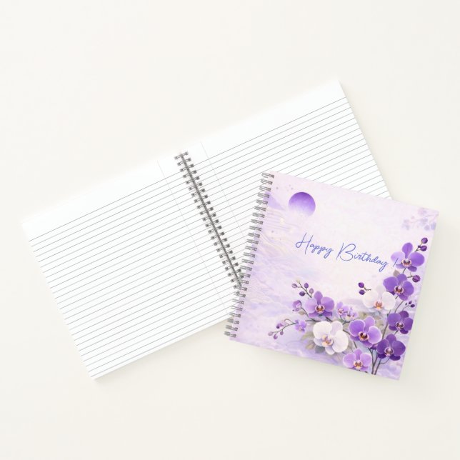 Elegant Purple Orchid Birthday Notebook (Inside)
