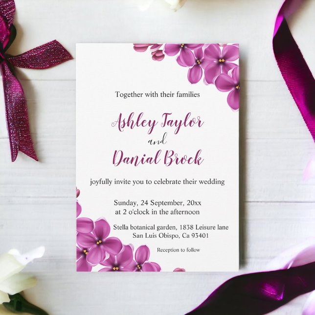 Elegant Purple Orchid Flower Summer Floral Wedding Invitation (Creator Uploaded)