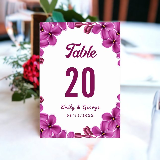 Elegant Purple Orchid Roses Summer Floral Wedding Table Number (Creator Uploaded)