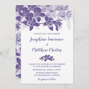 Elegant Purple Orchid Wedding Invitation