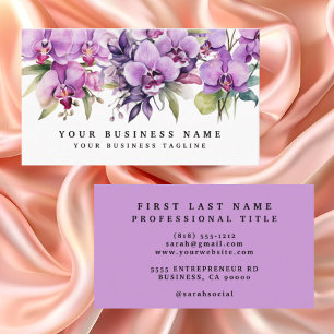 Elegant Purple Orchids Flowers Floral Business Card