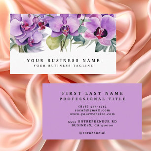 Elegant Purple Orchids Flowers Floral Business Card