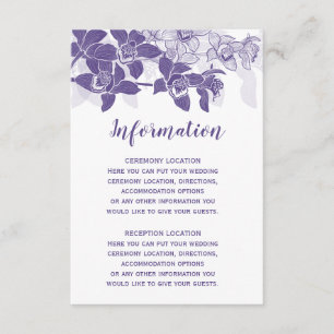 Elegant Purple Orchids Wedding Information Cards