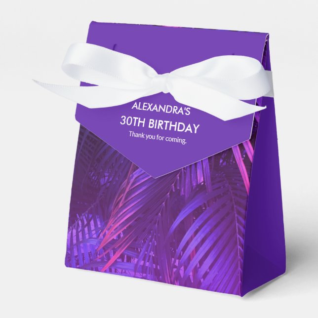 Elegant Purple Palm Leaf Favour Box (Front Side)