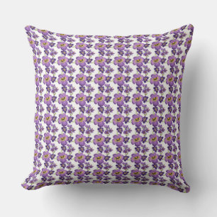 Elegant Purple Pansy Botanical Pattern Throw  Cushion