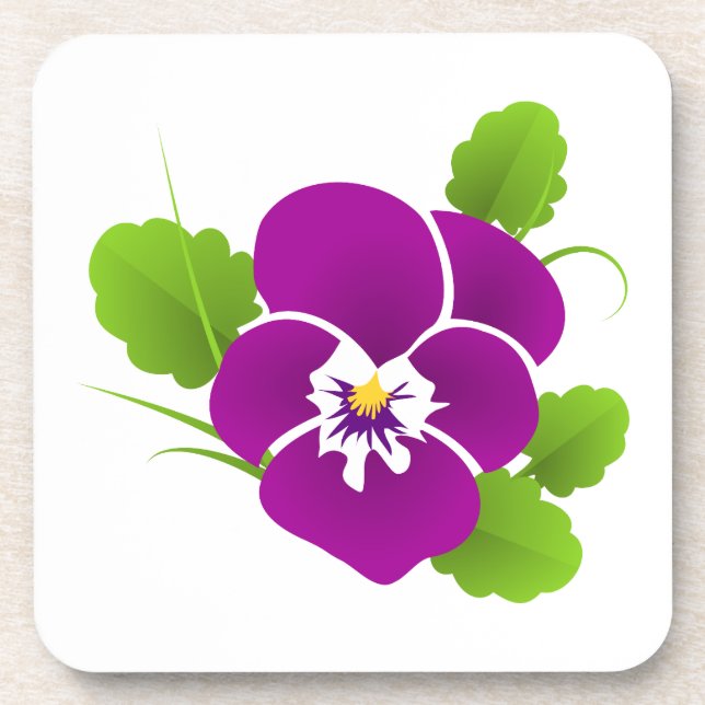 Elegant Purple Pansy Coaster (Front)