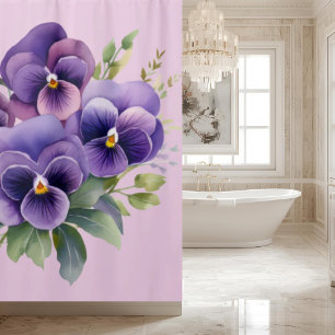 Elegant Purple Pansy Shower Curtain