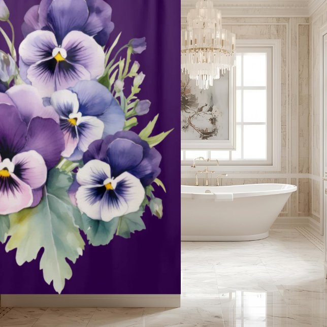 Elegant Purple Pansy Shower Curtain (Creator Uploaded)