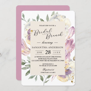 Elegant Purple & Pansy Watercolor Floral Frame Invitation