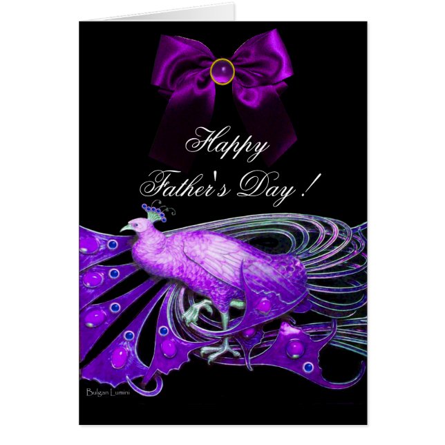 ELEGANT PURPLE PEACOCK,GEM STONE,BOW Father's Day (Front)