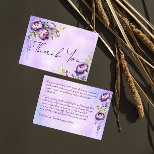 Elegant purple peonies lilac wisteria thank you card
