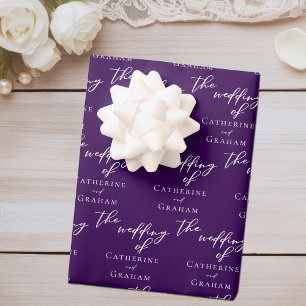 Elegant Purple Personalised Wedding Wrapping Paper Sheet