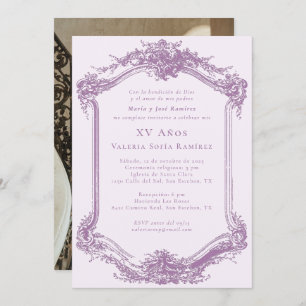 Elegant Purple Photo Quinceañera 15th Birthday Invitation