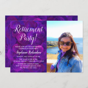 Elegant Purple Photo Retirement Party Invitation